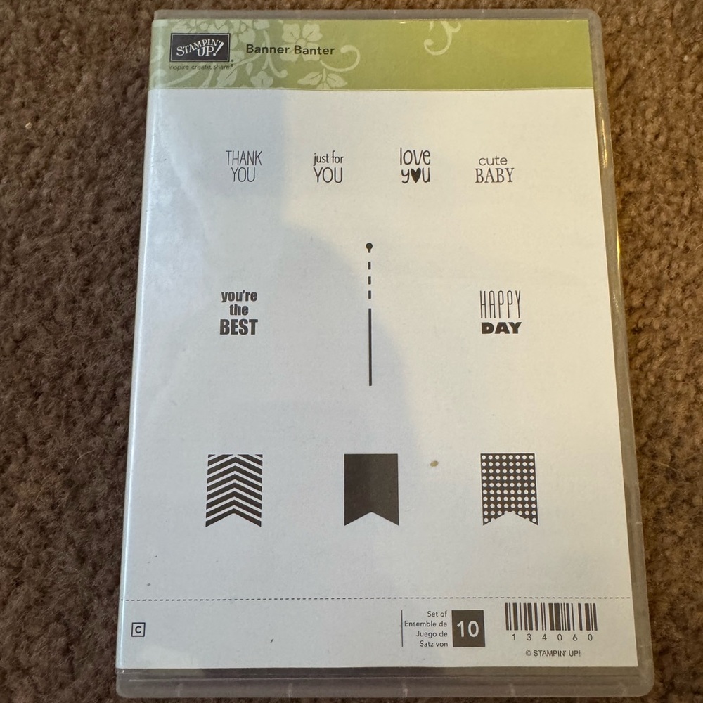 Stampin' Up! Banner Banter Clear Stamp Set - White, Green, Black
